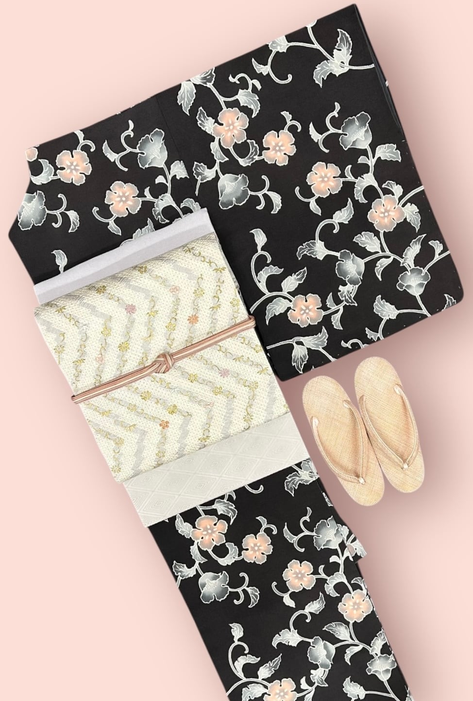 【洗える夏着物】【淡いグリーンがかった水色系 / 草花柄】Lサイズ 絽生地 ポリエステル 附下 訪問着 礼装着物 j0113