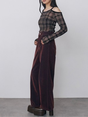 Check Sheer Top / BROWN