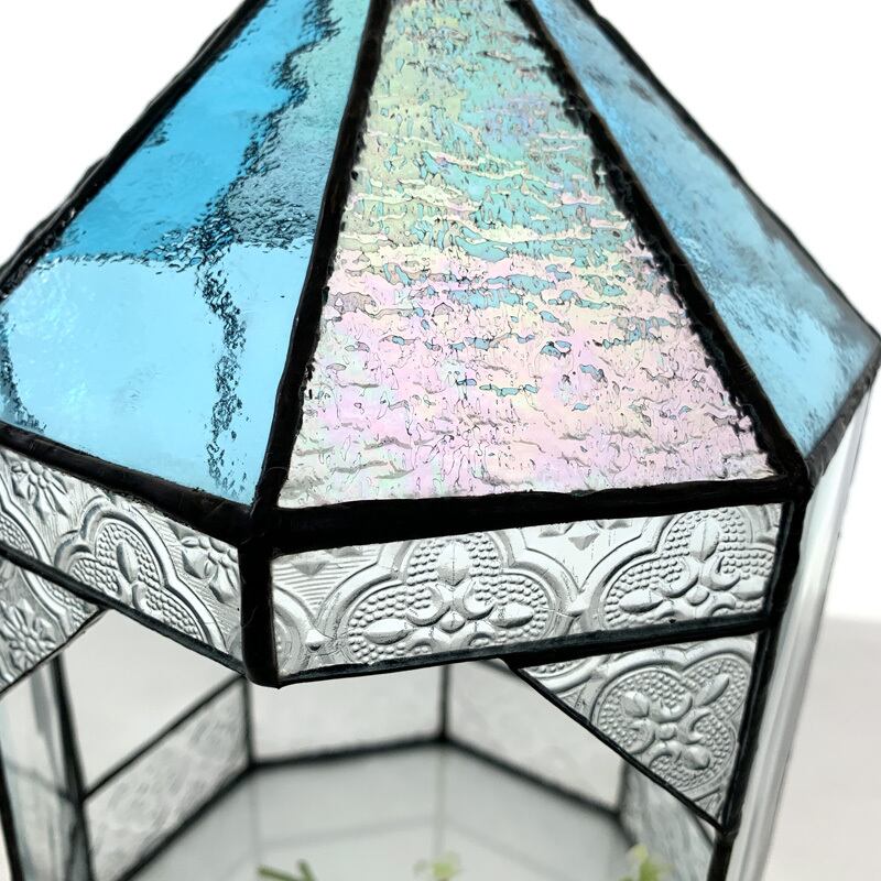 ステンドグラス 】テラリウム（八角形）_YM | ステンドグラス工房かわ