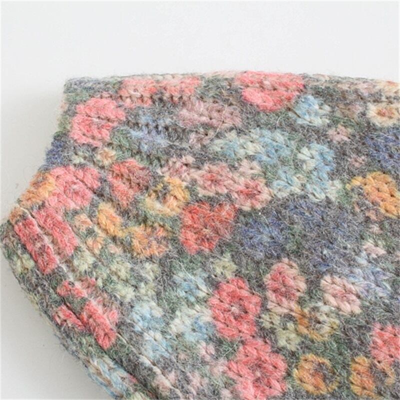 送料無料 ZXQJ Women 2021 Flower Graphics Jacquard Knit Cardigan