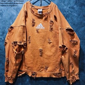 【doppio】vintage “adidas” performance logo embroidery design boro custom sweat pullover