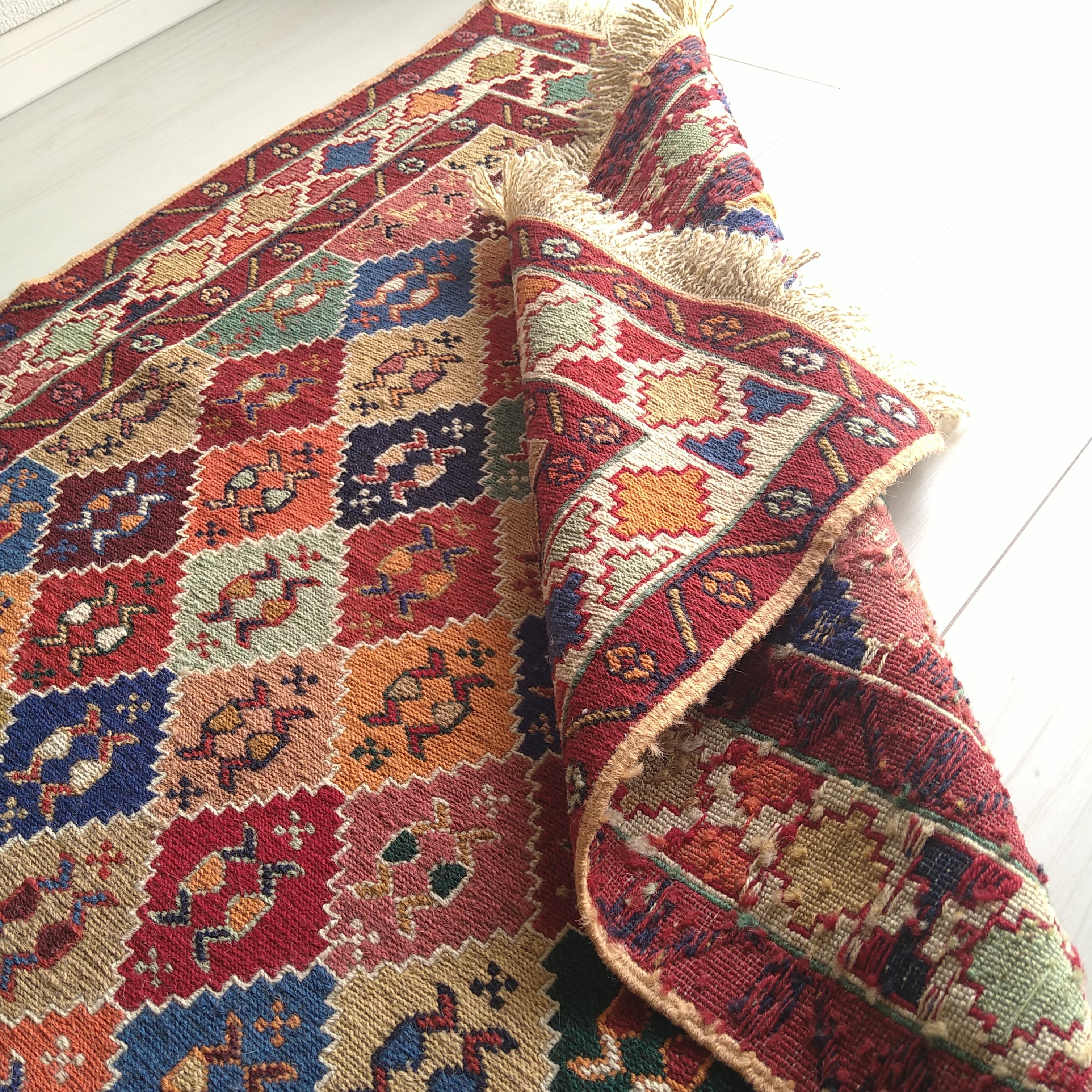 ペルシャ絨毯 ペルシア絨毯 64×95cm Persian Kilim 97x87cm Colourful ZigZag Diamonds ペルシャ絨毯