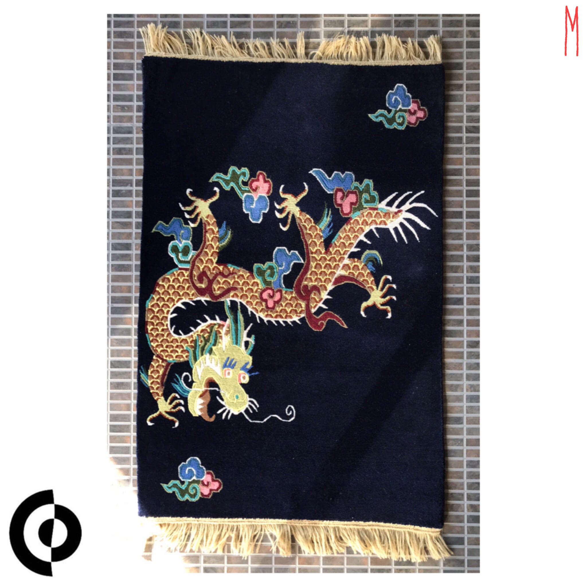 M チベタンドラゴンラグ ☆ TIBETAN DRAGON RUG WOOL / SQUARE ☆ 100 ...