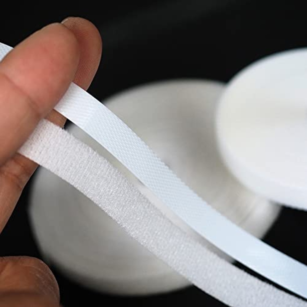 sempiterno 極薄 非常に狭い 柔らかい ドール 面ファスナー 幅約8mm長さ約5m 縫製用 裁縫 細幅 ベルクロ 強力 多用途 縫製タイプ 裏粘着剤なし 人形用 ドール服の材料 裁縫用 DIY靴服飾部品 (8mm,ナチュラルホワイト)