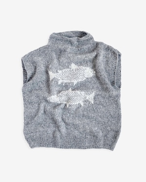 Peru Knit 手紡ぎアルパカプルオーバーベスト【 gray 】