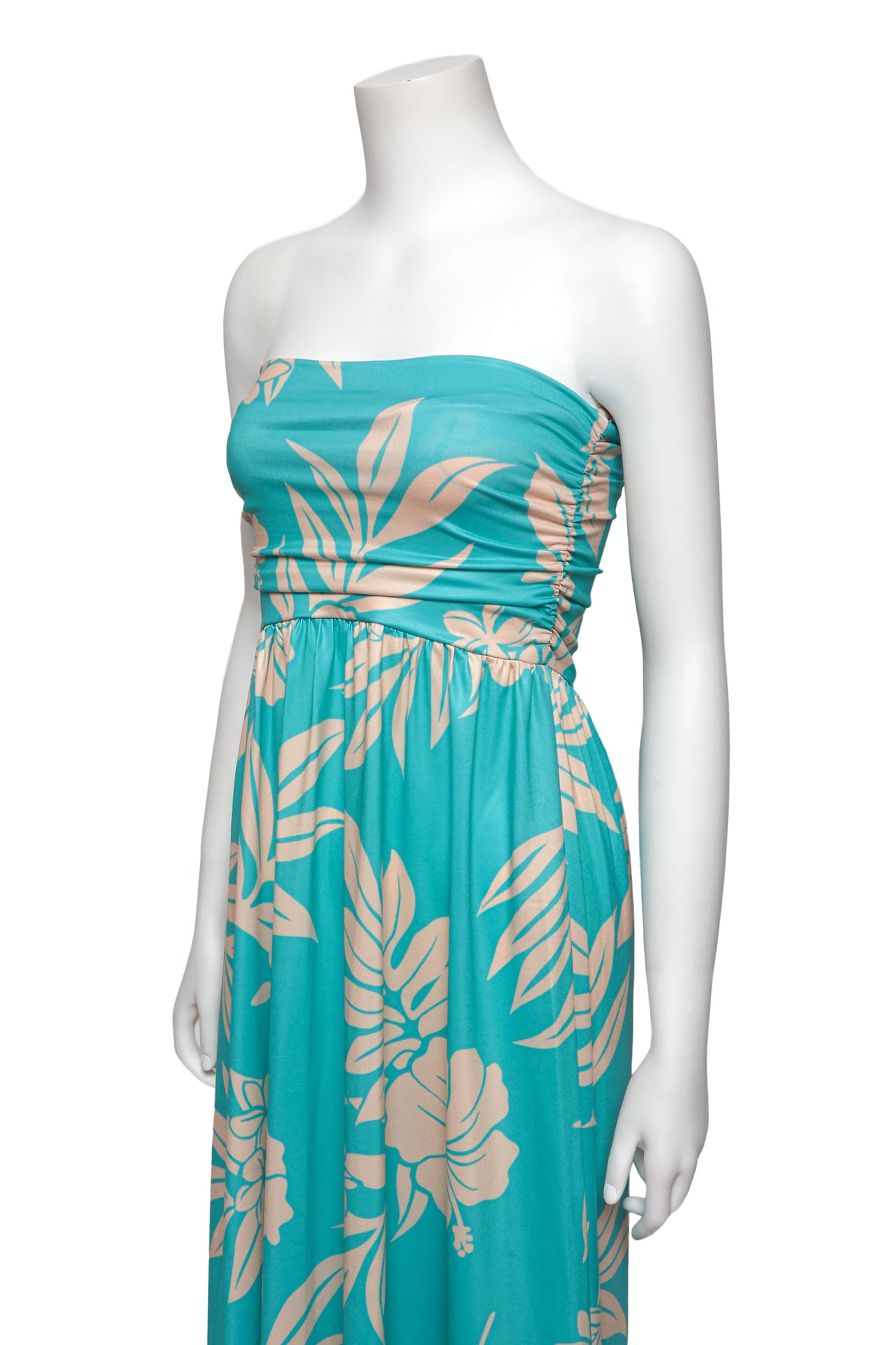 Bare top Dress Turquoise x Light beige | KAVAI