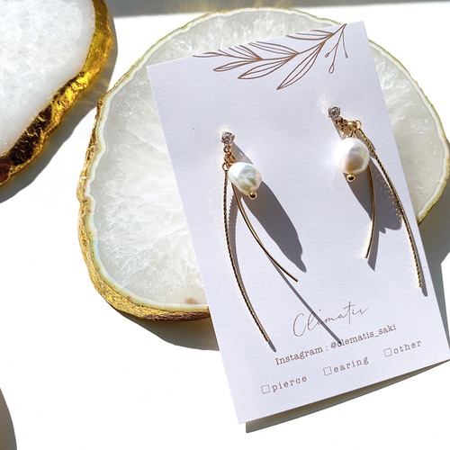 ◇P-10淡水パール華奢ピアス