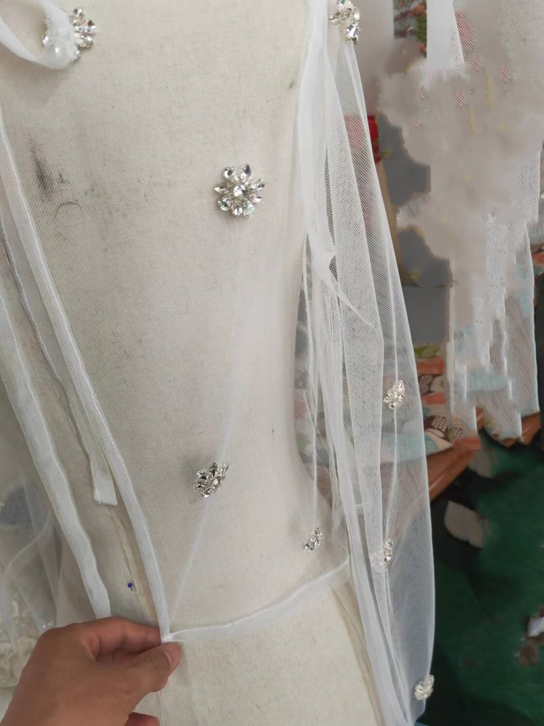 クルーネックボレロキラキラのハンドビーディング トップス インナー  