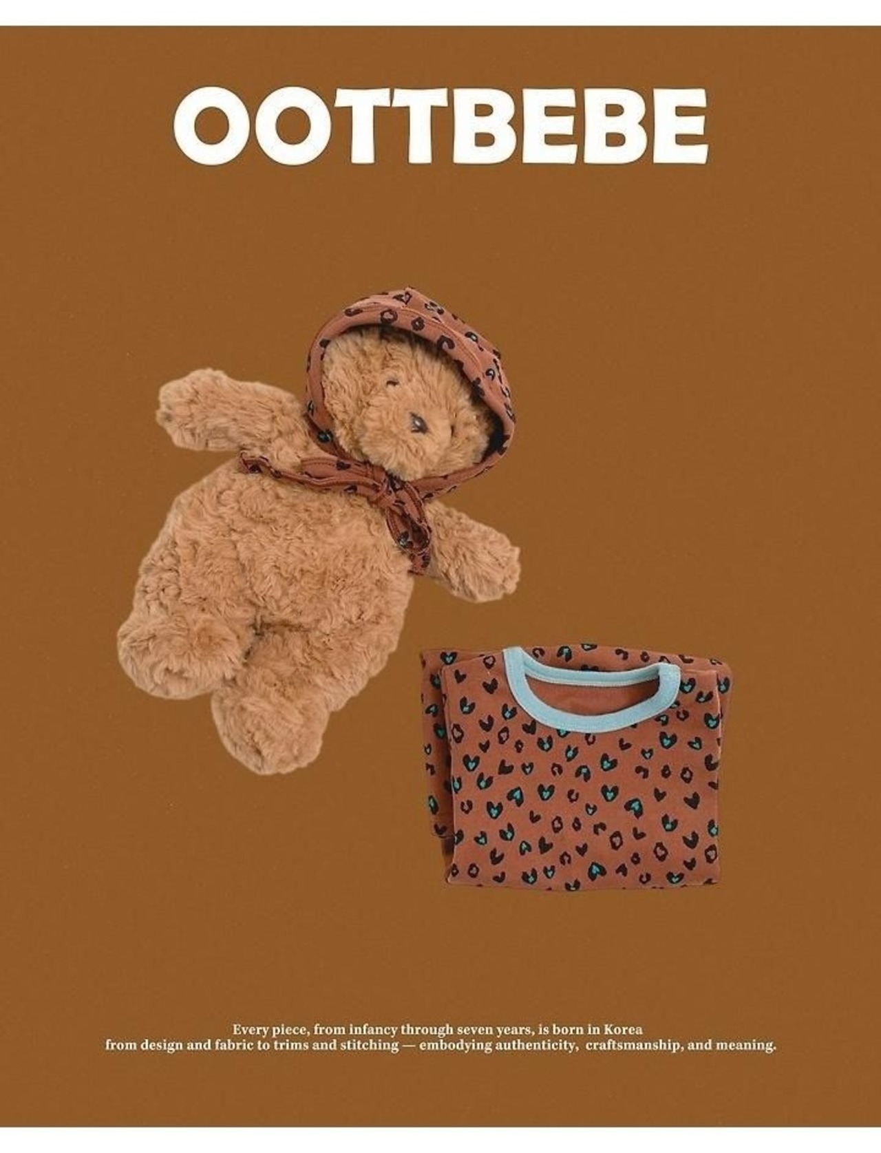 韓国子供服 / 26winter / oottbebe / ハートレオパードベビースーツ(ボンネットセット) / ベビー / 冬服 *S~M*