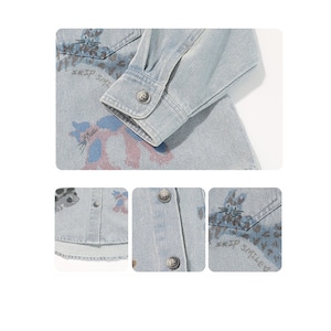 秋ウォッシュ手描き落書きデニムシャツ