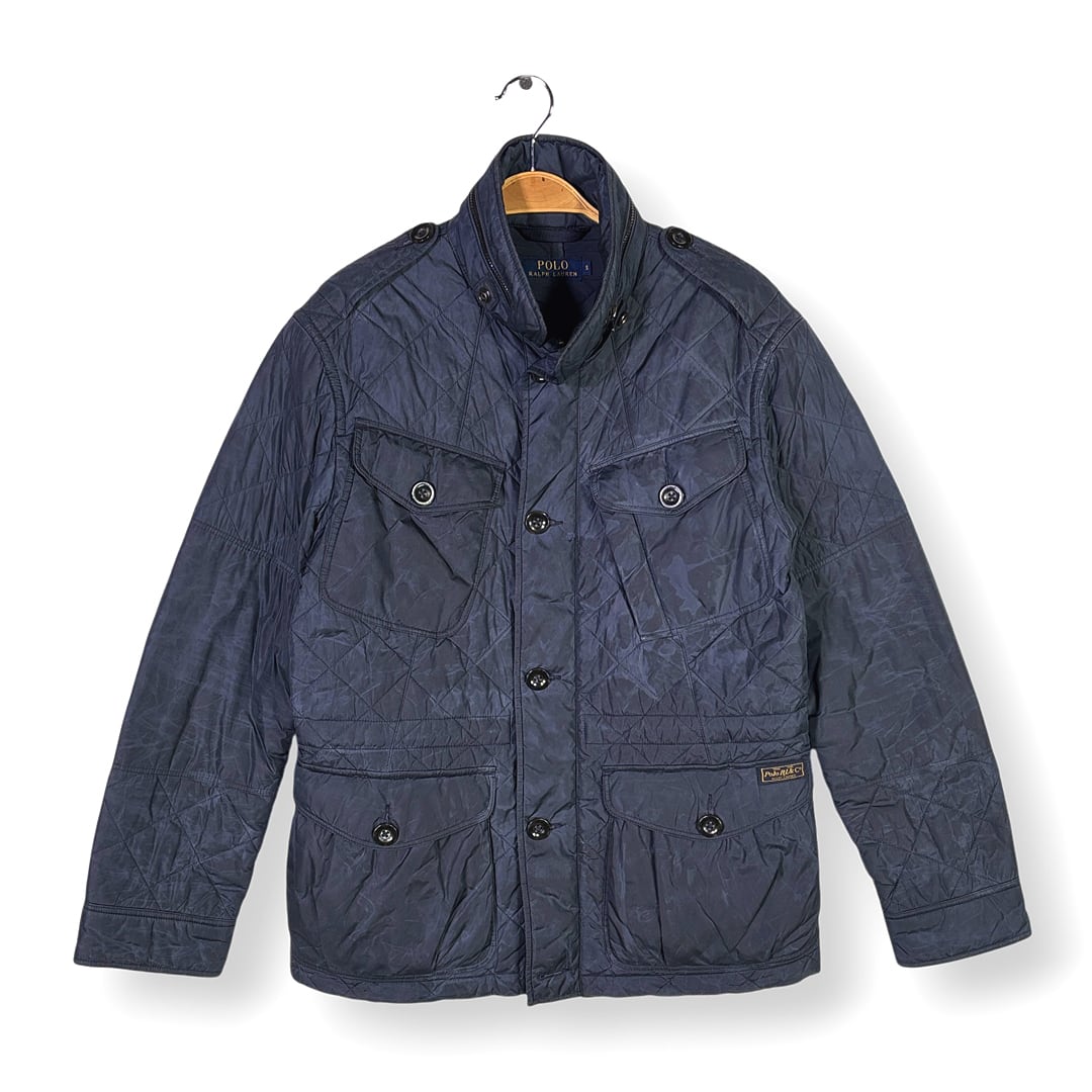 ポロ ラルフローレン キルティングジャケット スタンドカラー ネイビー サイズS 古着 DZ0778