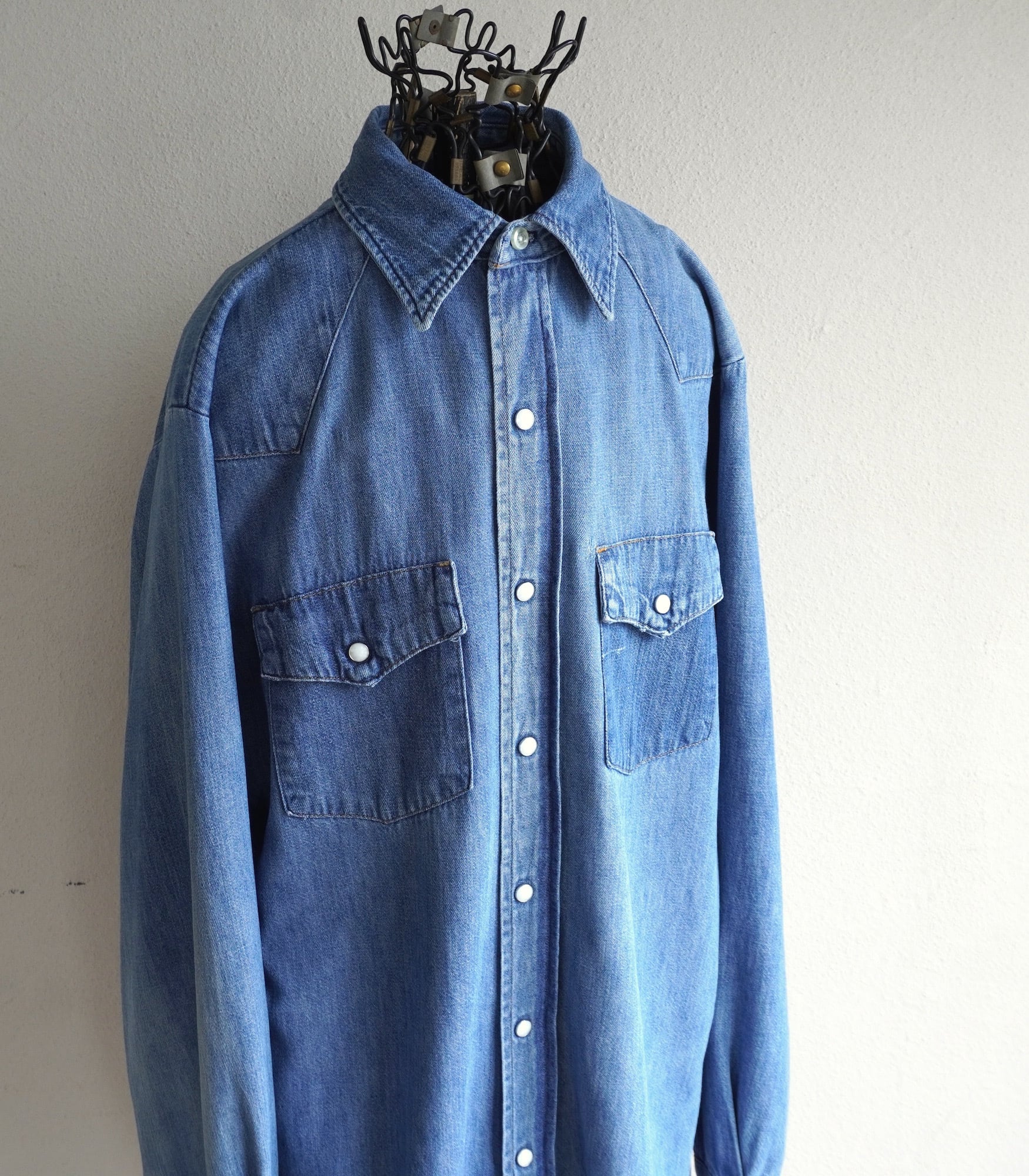1970's [Key] L/S デニムウエスタンシャツ ブルー 実寸(men's M程度