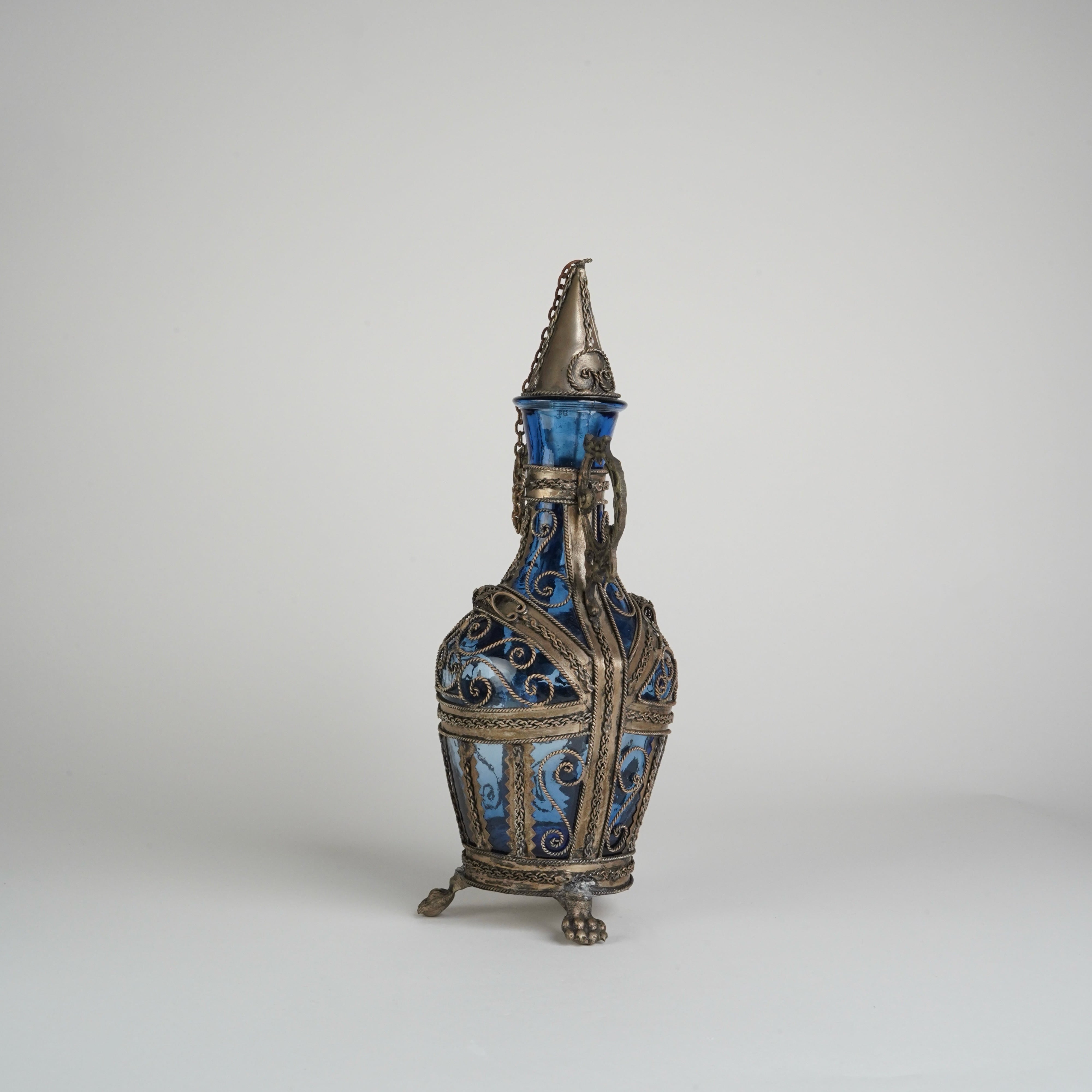 ヨーロピアンアンティーク メタル装飾ガラスデキャンタ | unorare