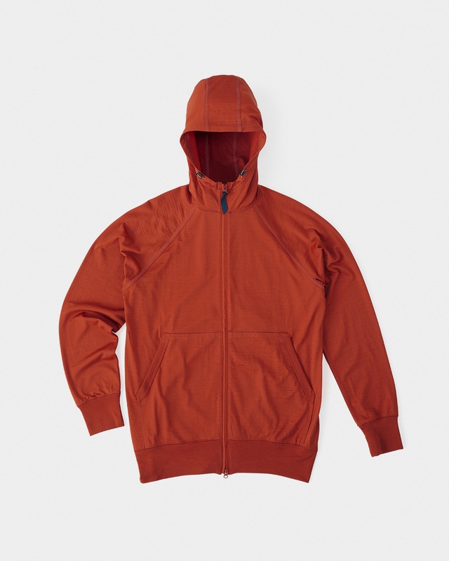 山と道 ／ 100% Merino Zip Hoody - Unisex #Terracotta