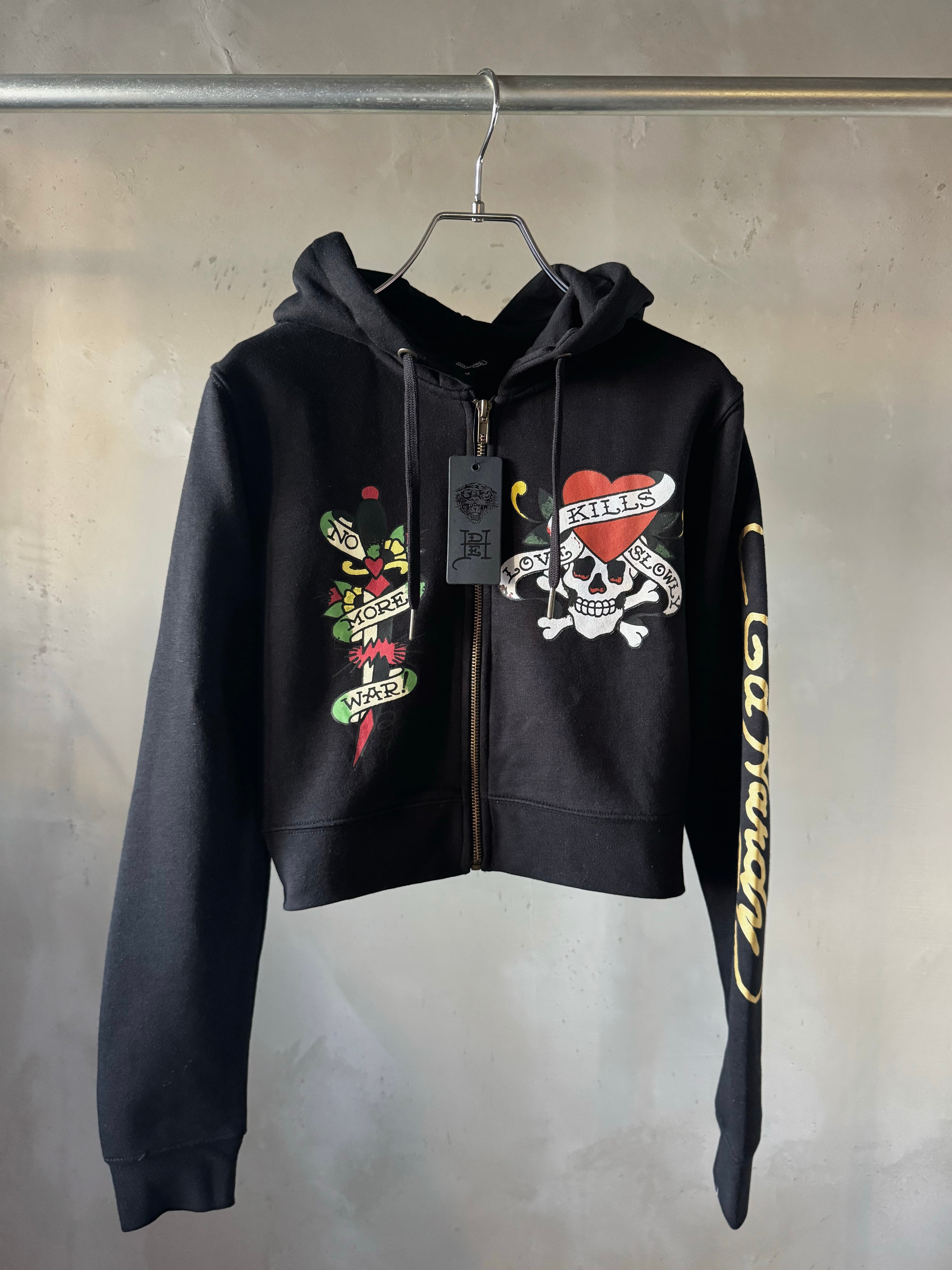 Ed Hardy scull heart front zipper hoodie