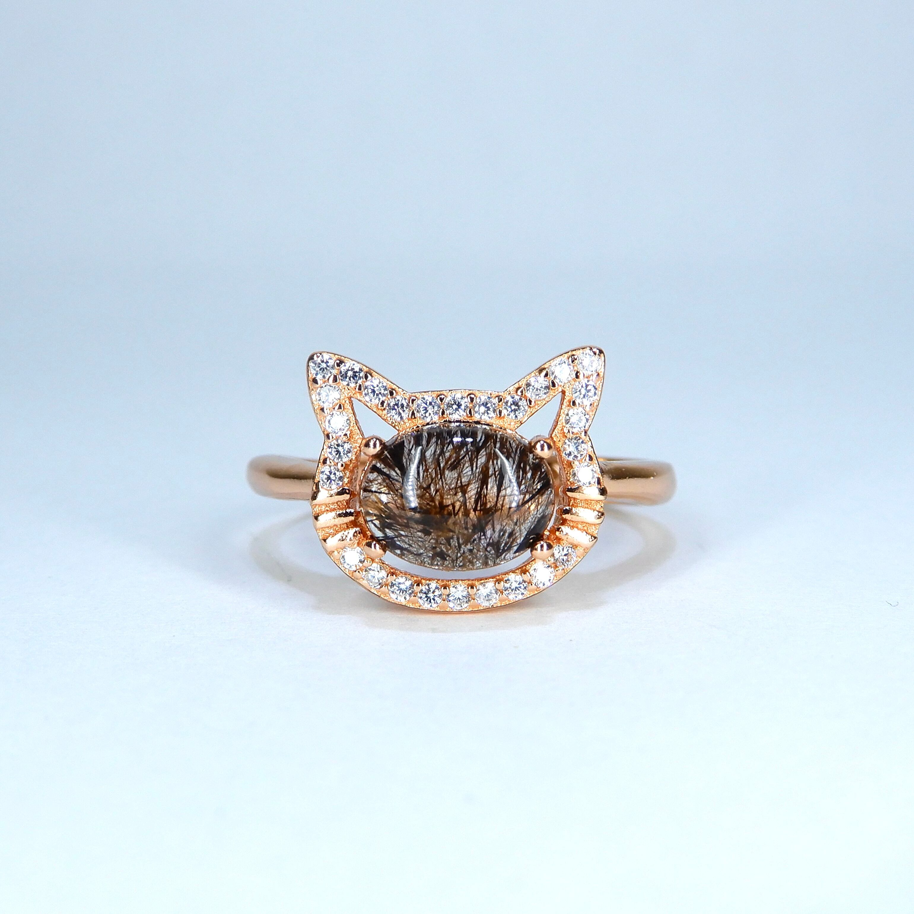 ねこ Ring♦︎エレスチャルクォーツ♦︎PGカラー