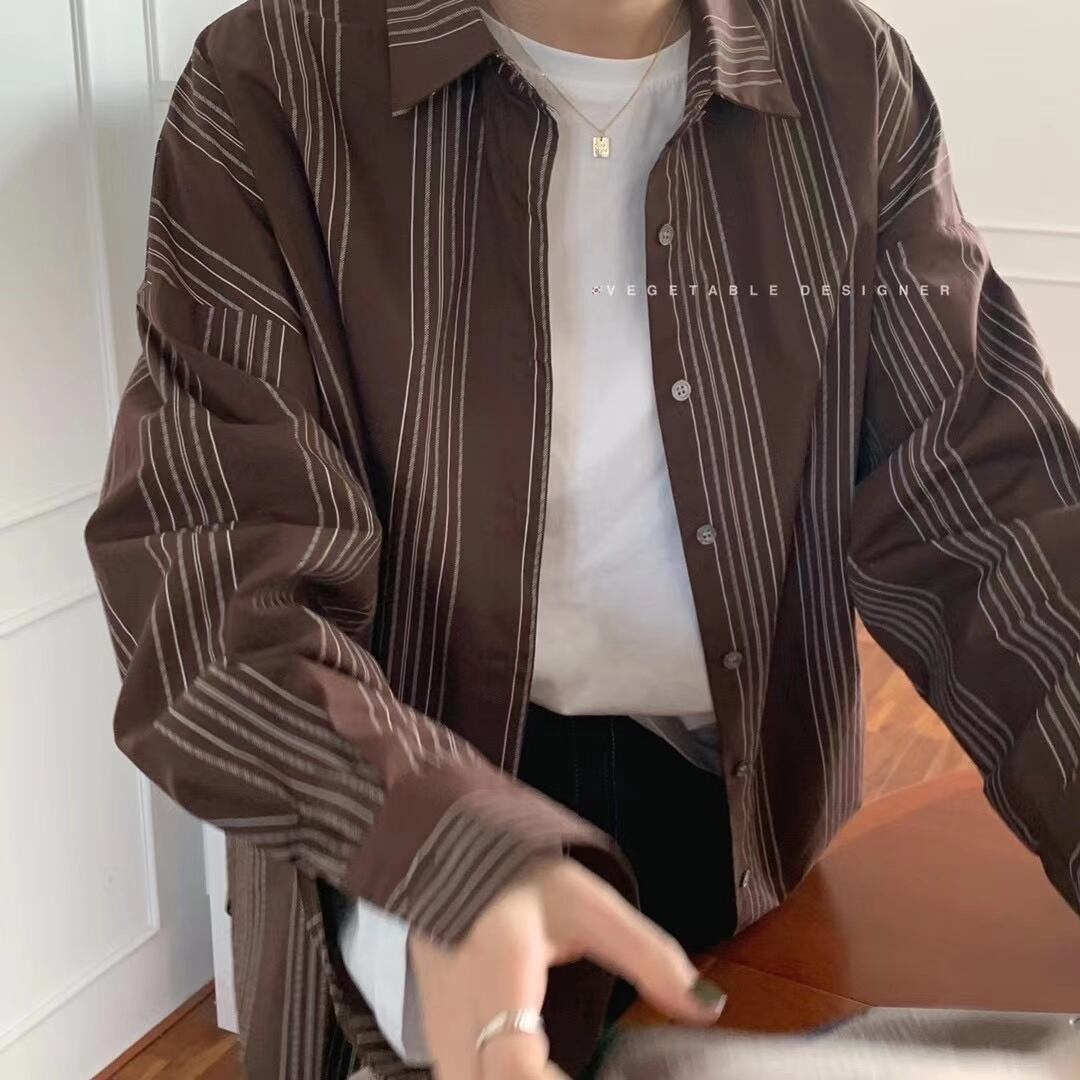 ドロップショルダー ストライプシャツ　AJ2205-1136