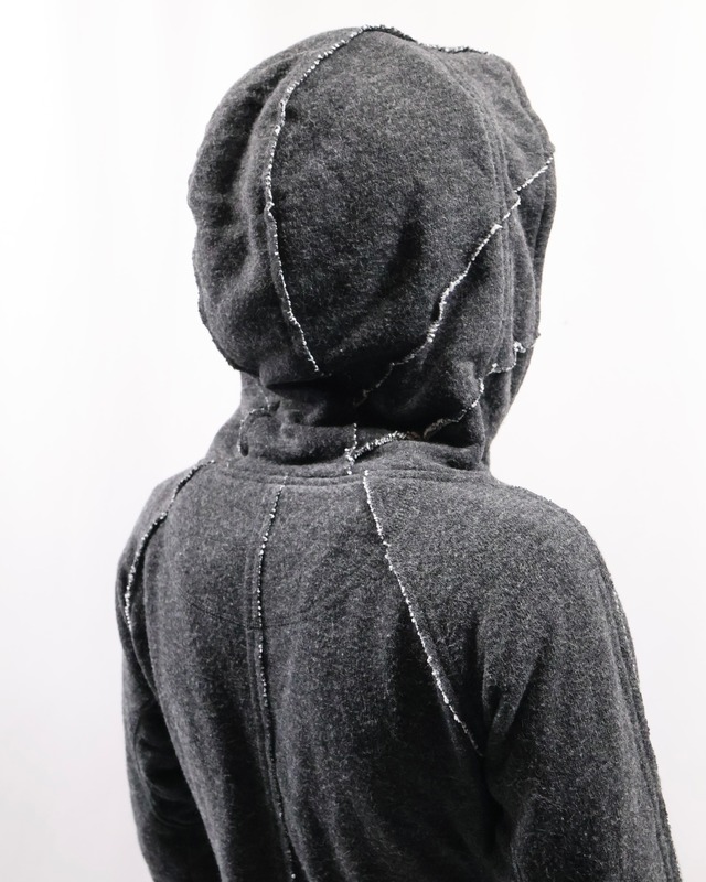 inside out neck detail hoodie