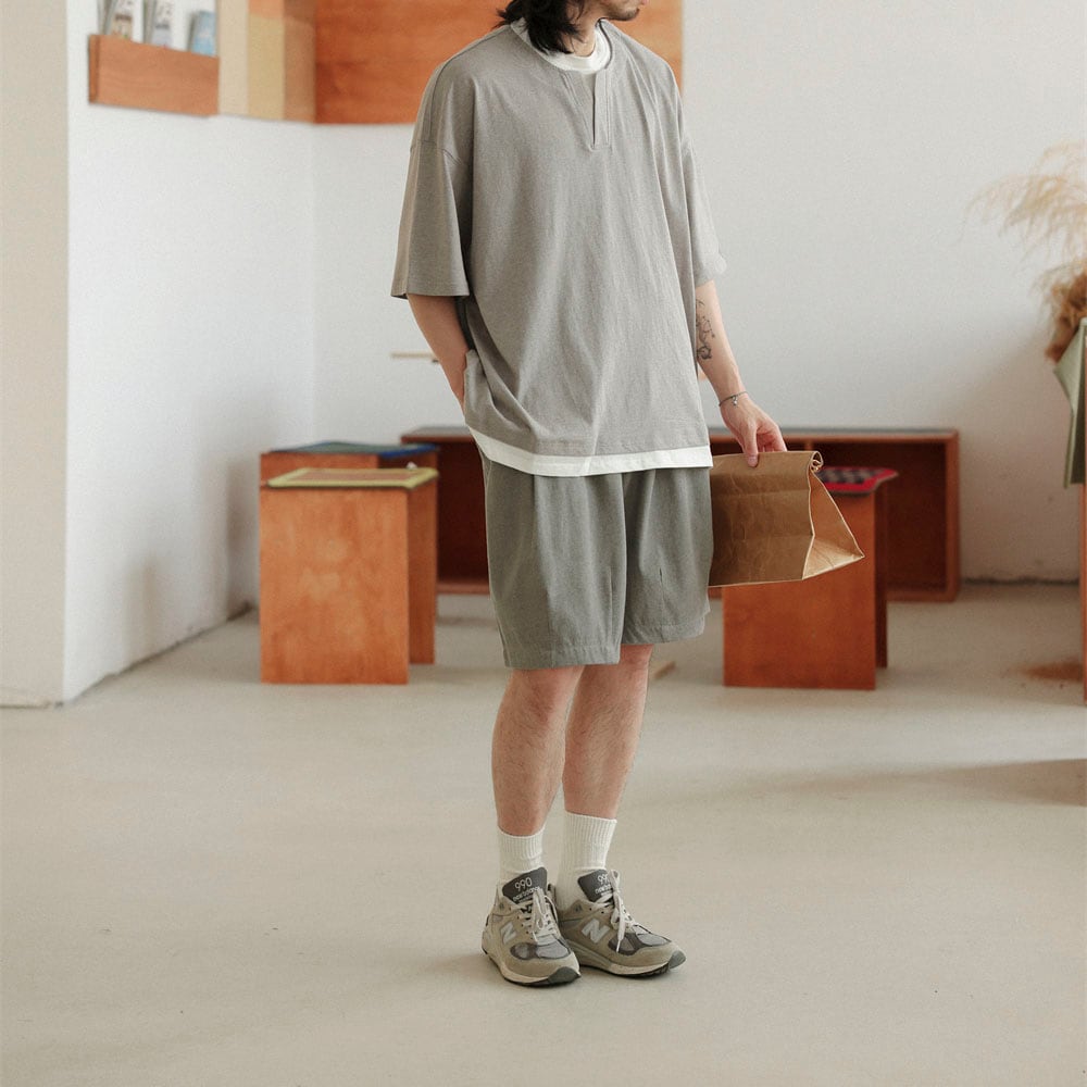 Layered Drop Shoulder T-Shirt navy0707