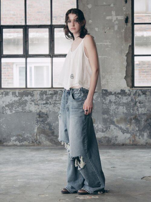 ASIF CALIE ■ DENIM WASHING CARGO PANTS デニム ☆AESPA ウィンター 着用!!【ASIF CALIE】DESTROYED WASHING