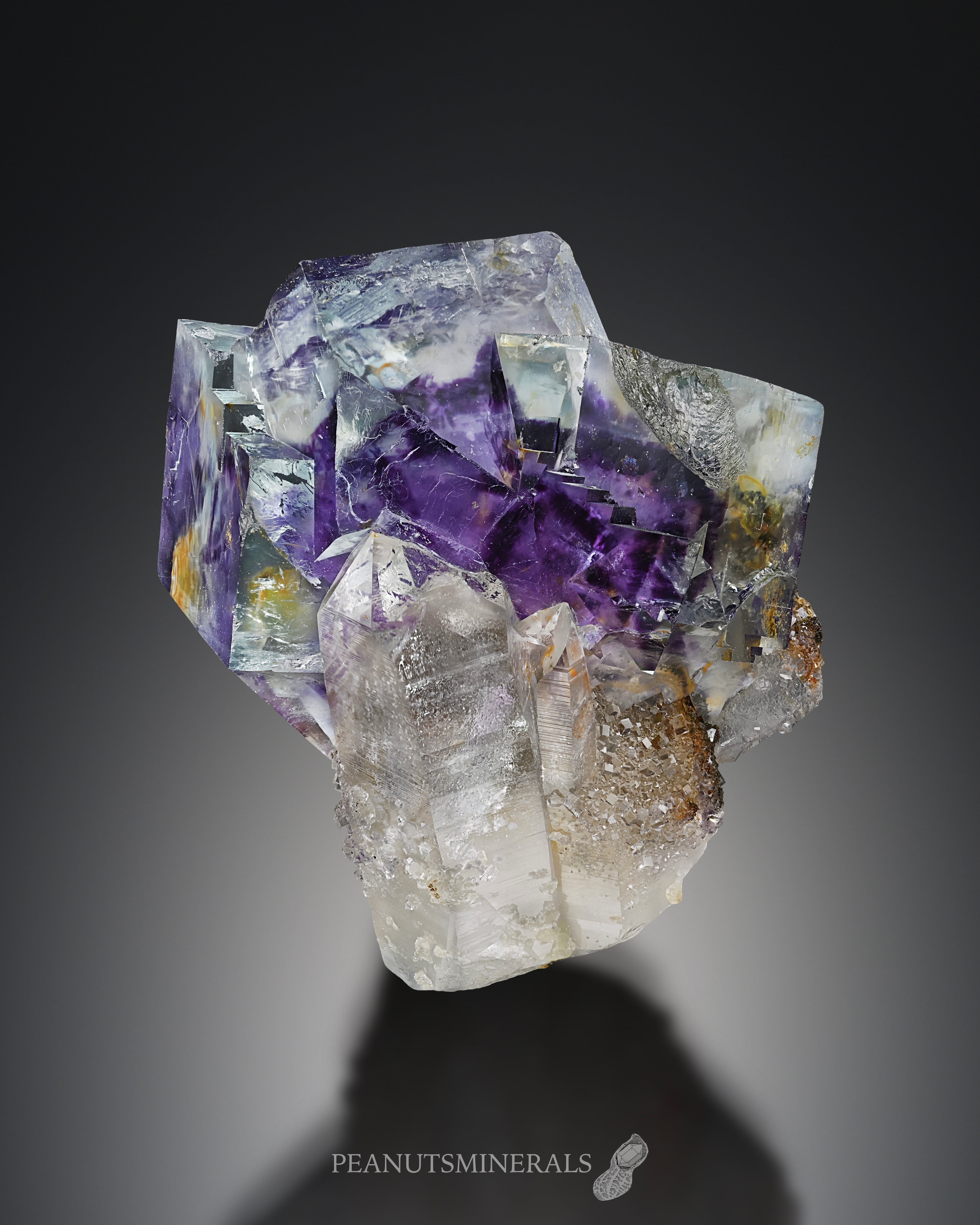 フローライト　on クォーツ　1150g フローライト / クォーツ【Fluorite on Quartz】中国産 | PEANUTS MINERALS