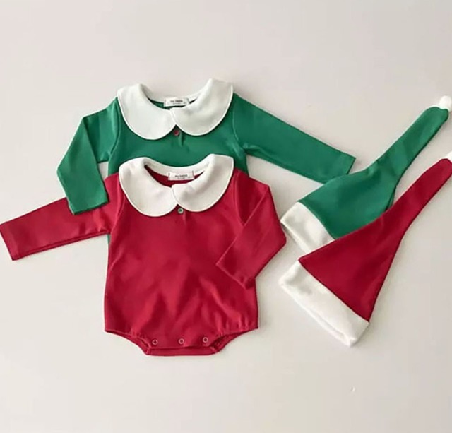 予約2点set Christmas rompers&hat