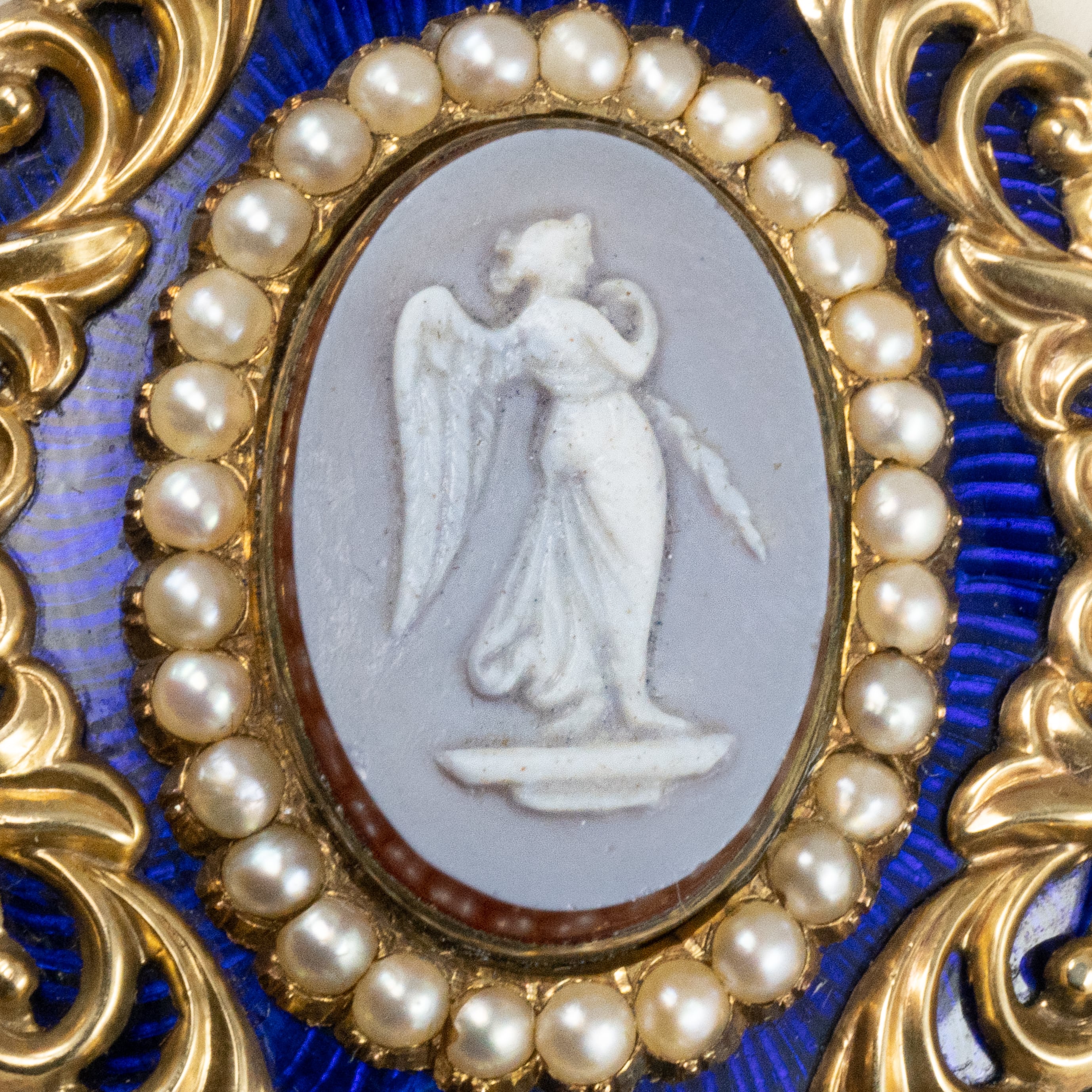 アンティーク・ヴィンテージ　ストーンカメオプローチ アンティーク ストーンカメオ ブローチ K10 シードパール