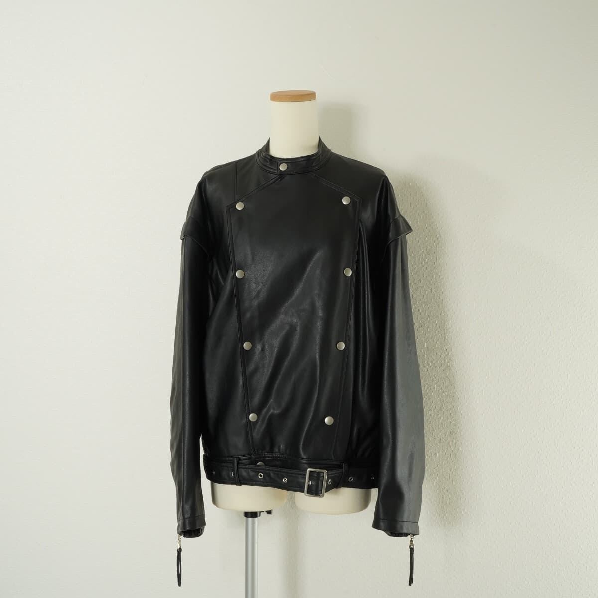 AMERI アメリ RETRO FAKE LEATHER JACKET フェイクレザー ジャケット ライダース アウター 黒 |  「フクル」ファッションブランドユーズドセレクトショップ powered by BASE