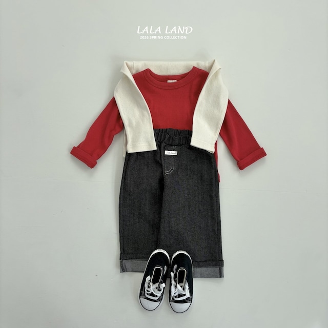 《即納》送料無料【lalaland】roll-up stitch denim