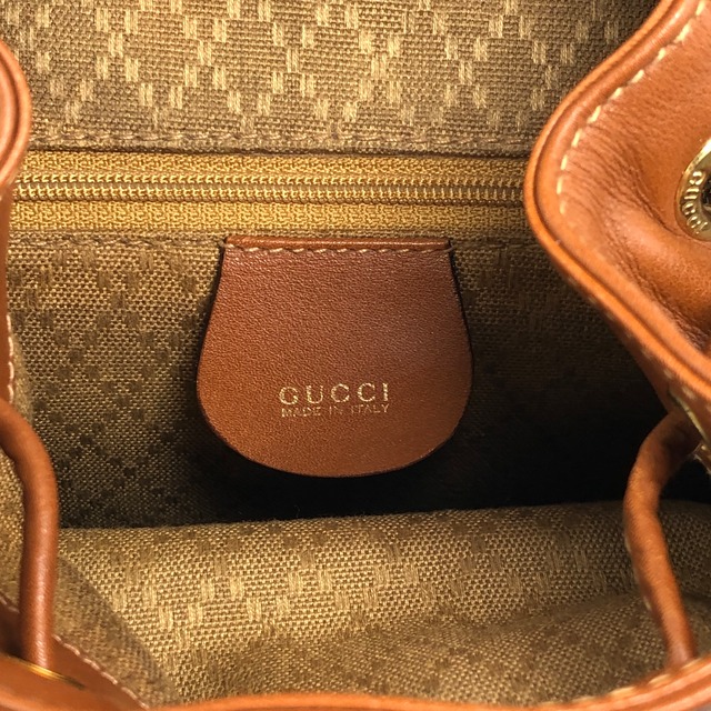 GUCCI グッチ バックパック ブラウン バンブー レザー フロントポケット vintage ヴィンテージ オールド jfzn8g