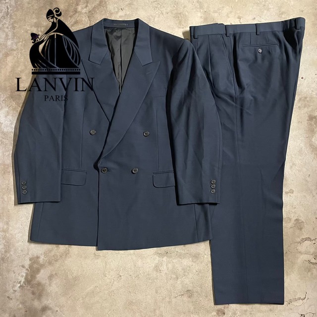 〖LANVIN〗navy color double setup suit /ランバン ネイビー ダブル セットアップ スーツ/msize/#0305/osaka