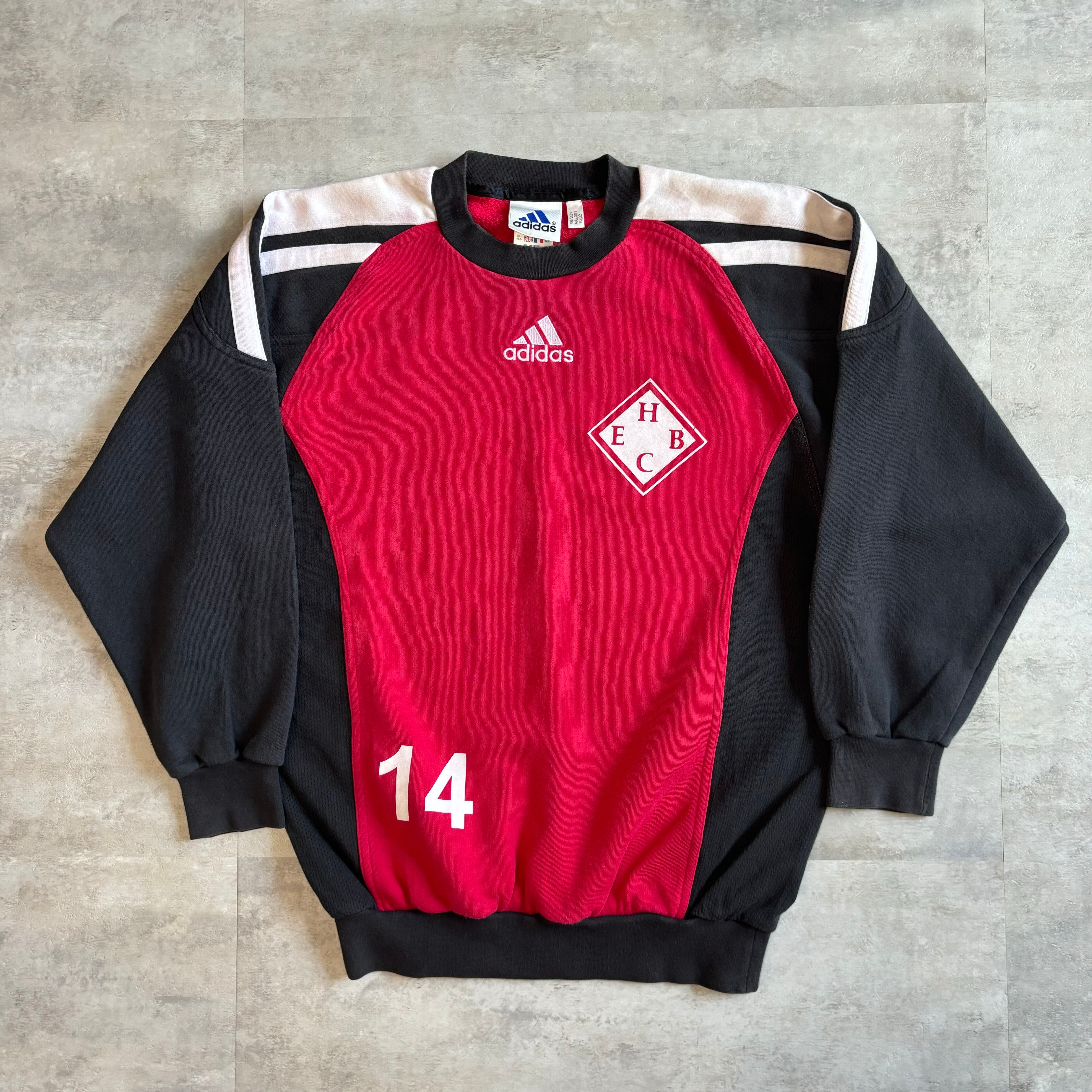 《L(M程度)》adidas アディダス スウェット フロッキープリント 90年代 vintage no.4047