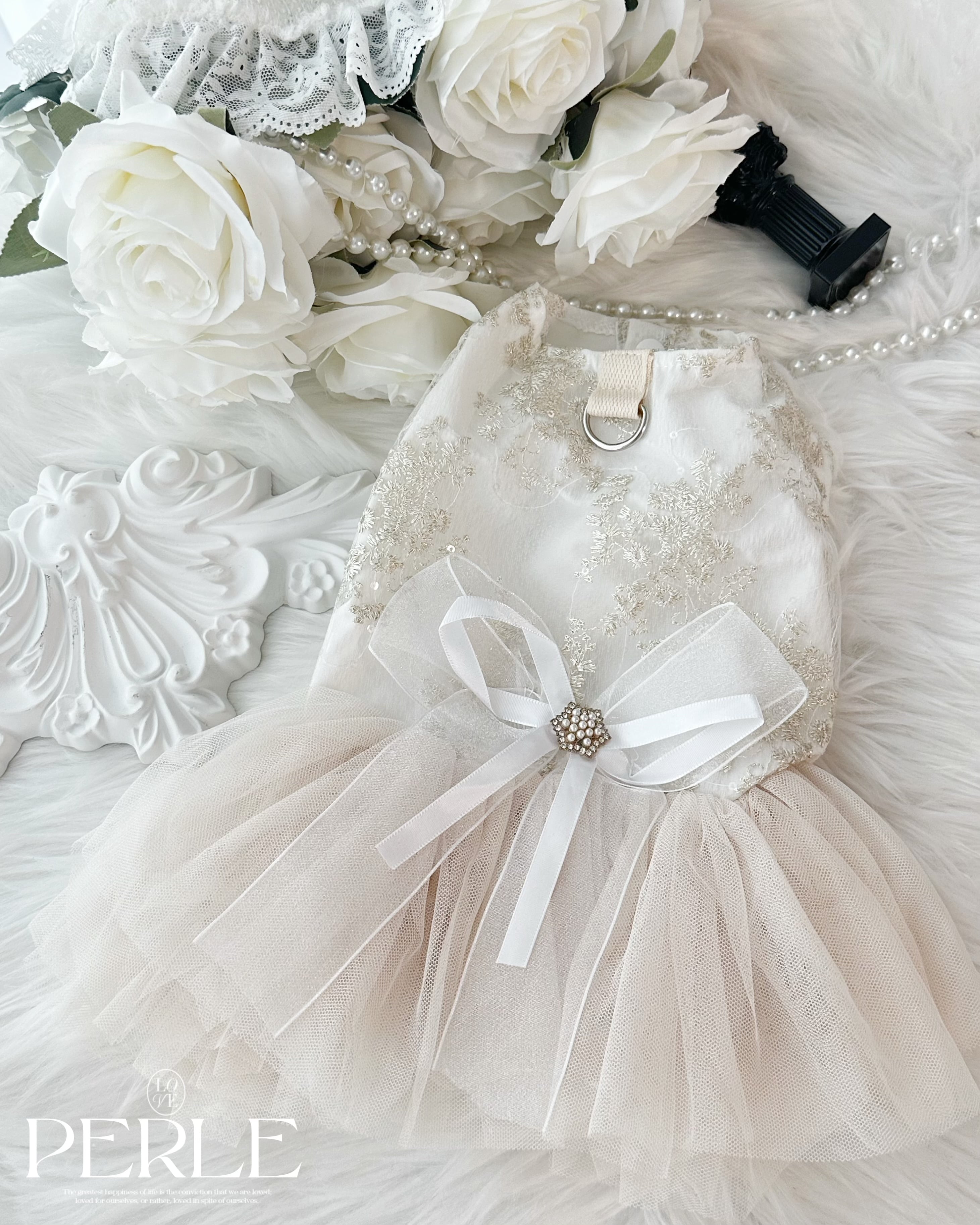 White gold pet dress