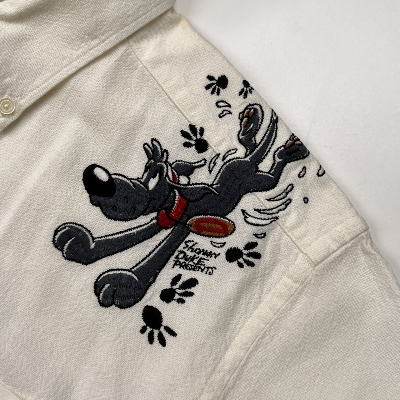 SHONAN DUKE ショウナンデューク ドッグ 刺繍入り BD 半袖シャツ サイズ M /ホワイト/ジョイマークデザイン