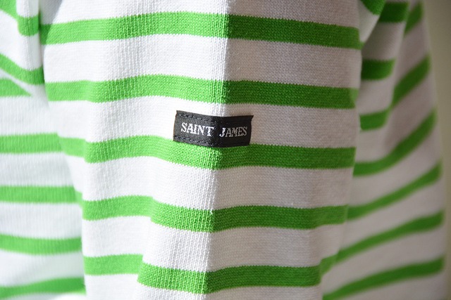 セントジェームス SAINT JAMES ボーダーシャツ(OUESSANT)NEIGE/GRANNY(白/グラニーグリーン)