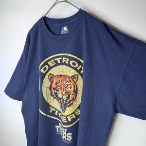 正規品　MLB　クルーネック　ベースボールTシャツ　タイガース　ビッグロゴ　紺