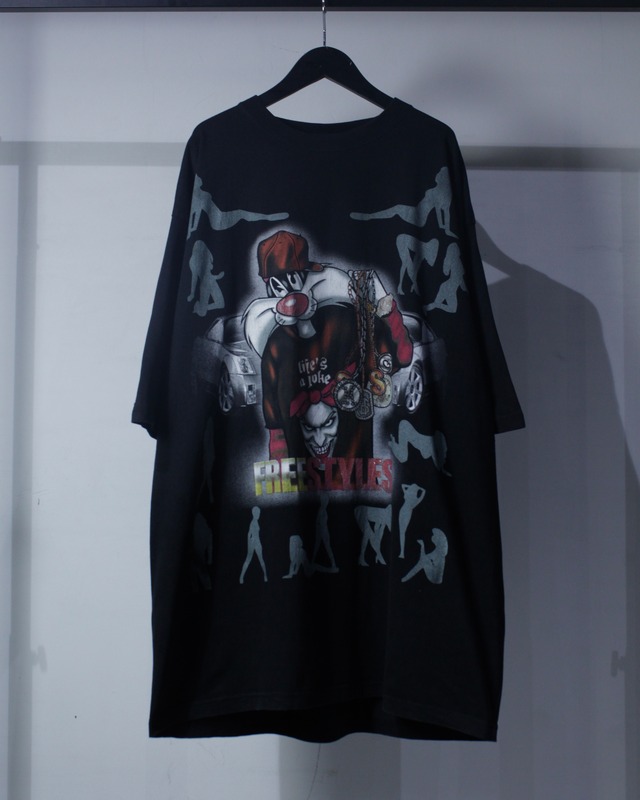 【Caka BLACK】Bling-Bling Character Graphic Vintage Loose T-Shirt