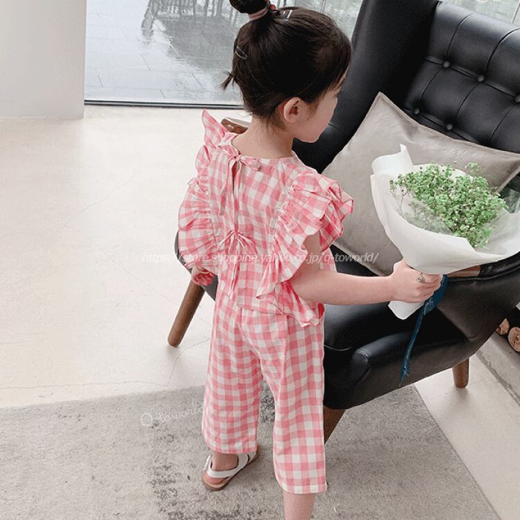 ☆新品☆韓国子供服☆首元 フリル トレーナー☆パープル紫☆100 かすれプリント トップス(トレーナー) 首フリルトレーナー