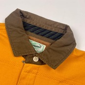 Crocodile クロコダイル ハーフジップ ボーダー 長袖 ポロシャツ L/イエロー系 メンズ