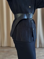 smooth leather antique gold buckle belt-5223-4