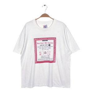 90s チャイナタウン チャリティーイベント USA製 ヴィンテージ Tシャツ 漢字T ホワイト シングルステッチ サイズL BZ0628