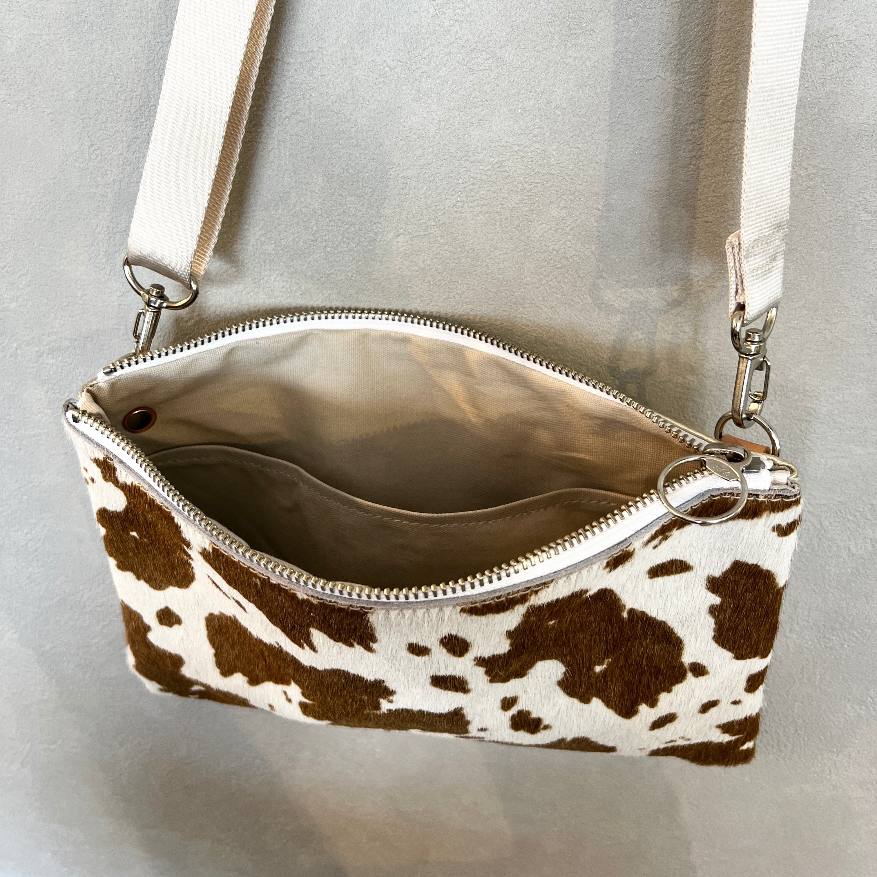 受注製作】フラットショルダーポーチ/サコッシュ（セット） ハラコ