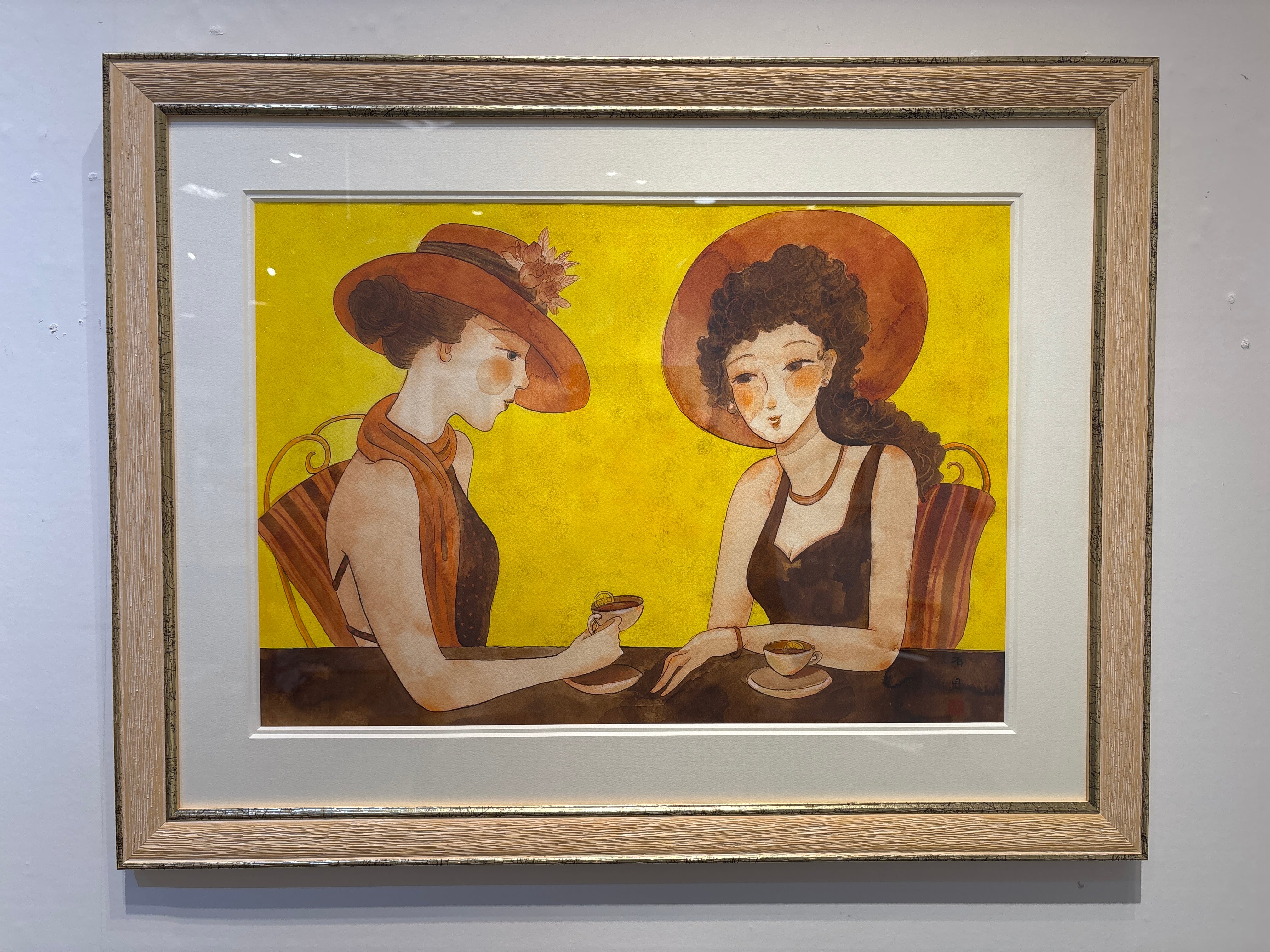 絵画〉吉永有里 「赤い帽子の女」ジークレー | YURI YOSHINAGA ART