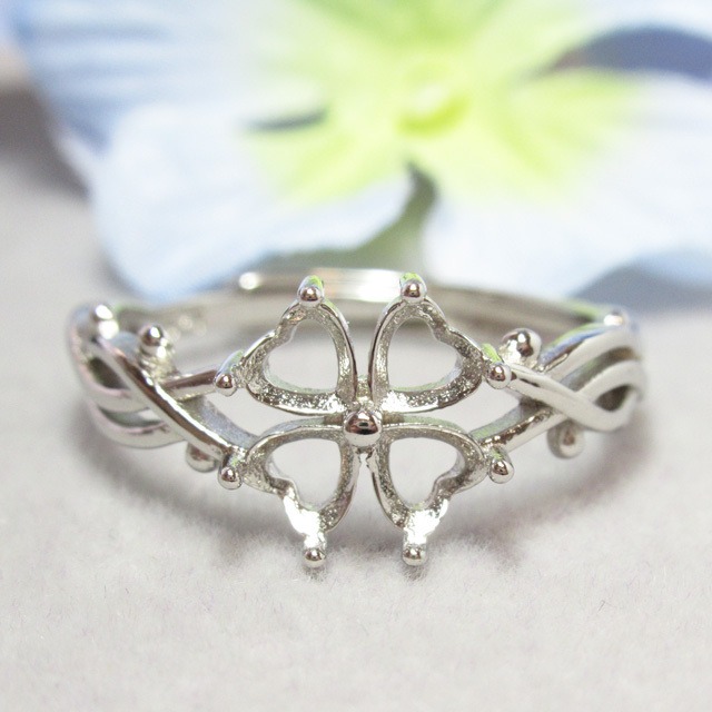 4㎜  ハート リエルクローバー S925 リング台  SV