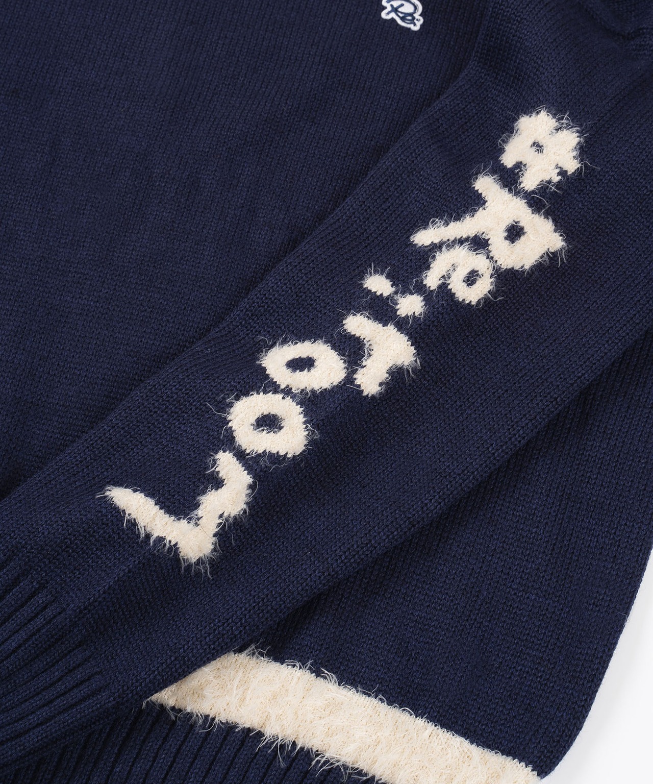 【#Re:room】WOOL SHAGGY ARM LOGO CREW KNIT［REK114］