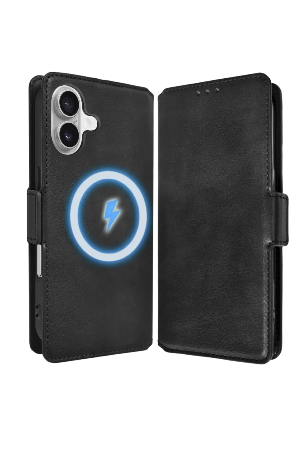 シズカウィルRe iPhone 17 用 ケース MagSafe対応 手帳型 カバー 本革調 スマホケース レザーケース ブラック 1個入り