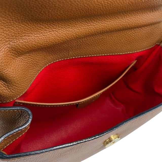 CELINE セリーヌ ショルダーバッグ ブラウン マンテル レザー 2WAY ハンドバッグ vintage ヴィンテージ オールド p67n53