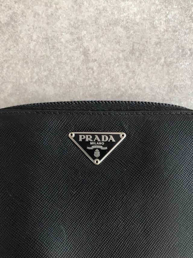 PRADA プラダ 財布 ブラック トライアングルロゴ レザー vintage ヴィンテージ オールド pjch8z