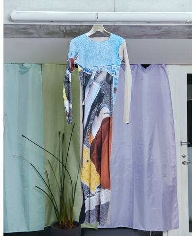 24AW】kotohayokozawa GRAPHIC WAVE DRESS（GRAY）TD24A-GRDR | IAAAM