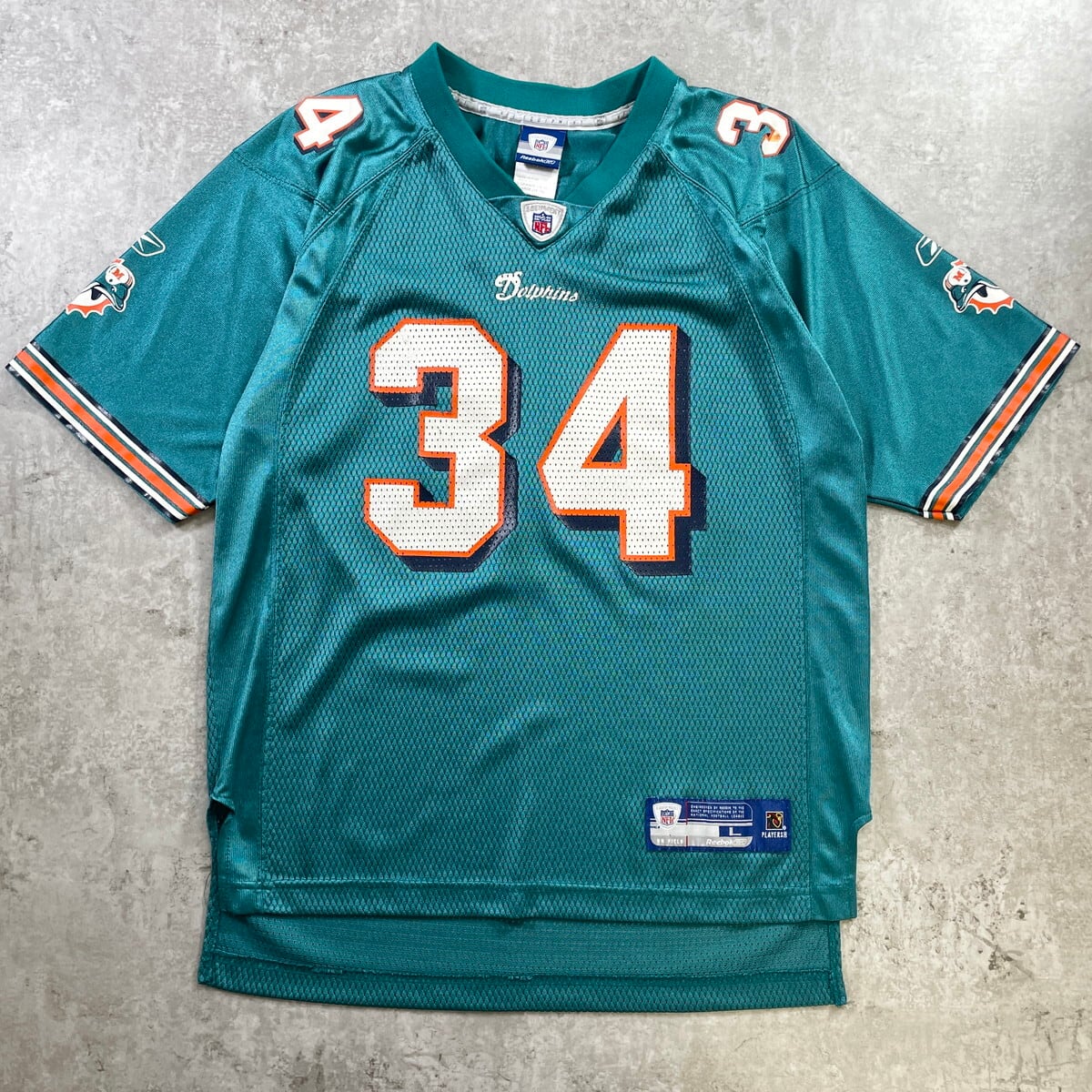 リーボック×NFLドルフィンズ刺繍アメフトゲームシャツ 白　XL kids】Reebok リーボック NFL Miami Dolphins マイアミ ドルフィンズ